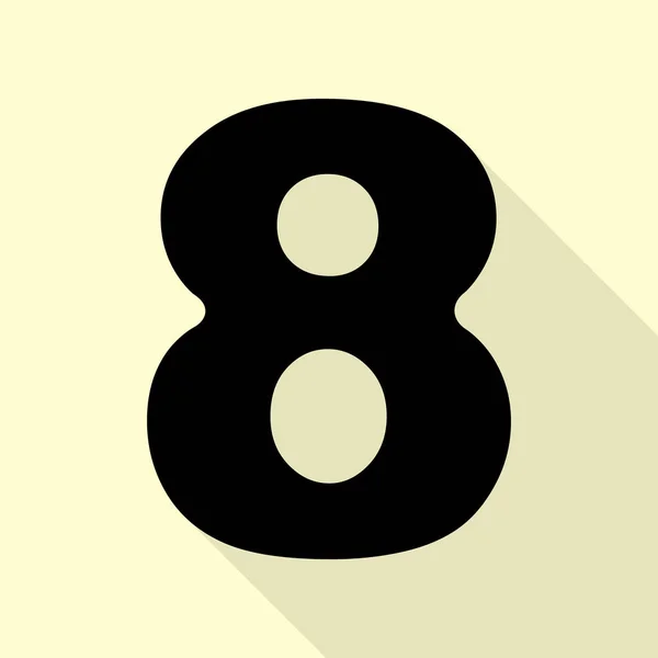 Номер 8 елемент шаблону дизайну знаку. Чорна піктограма з пласким стилем тіней на кремовому фоні . — стоковий вектор