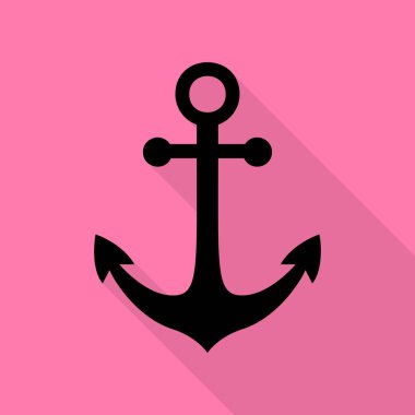 Çalar saat işareti. Düz stil gölge yoluyla pembe bir arka plan üzerinde siyah simgesi.