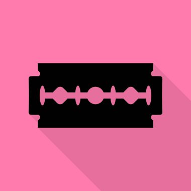 Jilet işareti. Düz stil gölge yoluyla pembe bir arka plan üzerinde siyah simgesi.