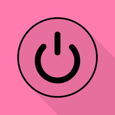 Açık kapalı geçiş işareti. Düz stil gölge yoluyla pembe bir arka plan üzerinde siyah simgesi.