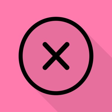 İşareti illüstrasyon çapraz. Düz stil gölge yoluyla pembe bir arka plan üzerinde siyah simgesi.