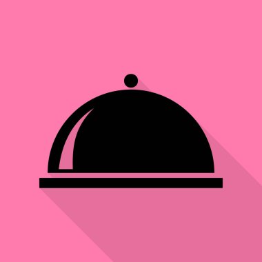 Sunucu oturum illüstrasyon. Düz stil gölge yoluyla pembe bir arka plan üzerinde siyah simgesi.