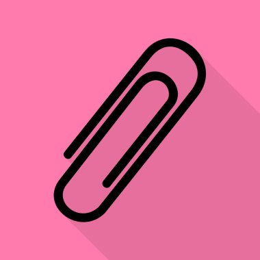 İşareti illüstrasyon klip. Düz stil gölge yoluyla pembe bir arka plan üzerinde siyah simgesi.