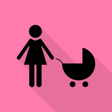 Aile işareti illüstrasyon. Düz stil gölge yoluyla pembe bir arka plan üzerinde siyah simgesi.