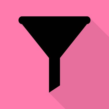 Basit kayıt filtreleme. Düz stil gölge yoluyla pembe bir arka plan üzerinde siyah simgesi.