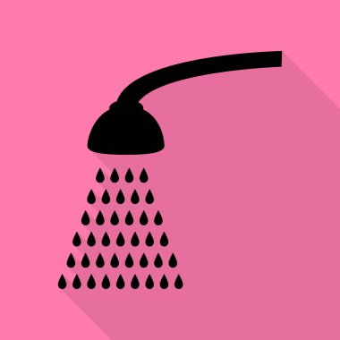 Duş basit kayıt. Düz stil gölge yoluyla pembe bir arka plan üzerinde siyah simgesi.