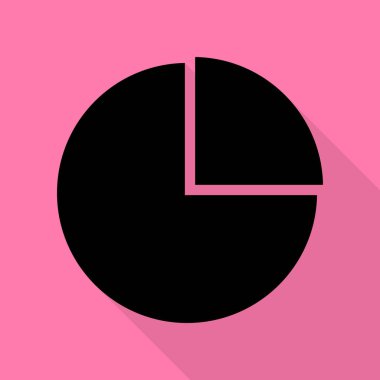 İş grafik işareti. Düz stil gölge yoluyla pembe bir arka plan üzerinde siyah simgesi.