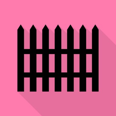 Çit basit kayıt. Düz stil gölge yoluyla pembe bir arka plan üzerinde siyah simgesi.