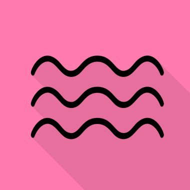 Dalgalar illüstrasyon işareti. Düz stil gölge yoluyla pembe bir arka plan üzerinde siyah simgesi.