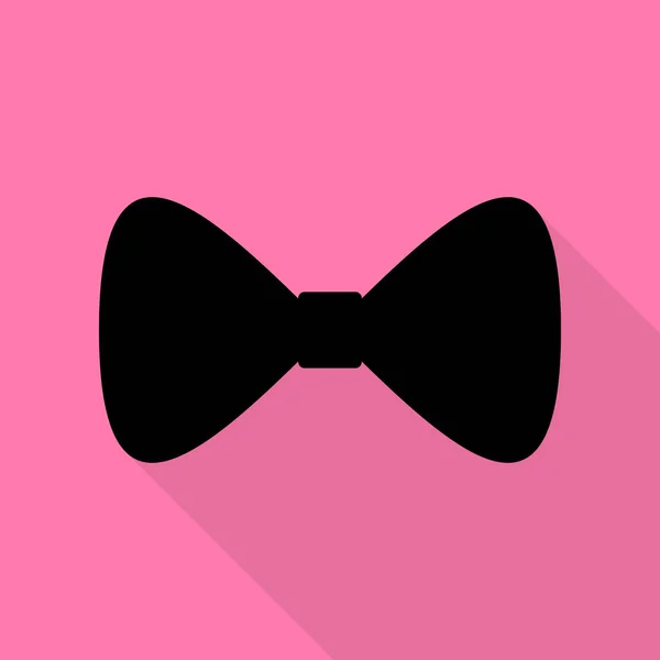 蝶ネクタイのアイコン。ピンクの背景にフラット スタイル シャドウ パスと黒のアイコン. — ストックベクタ