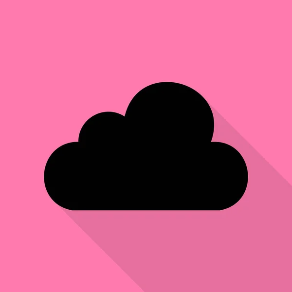 Ilustración del signo de nube. Icono negro con camino de sombra de estilo plano sobre fondo rosa . — Vector de stock