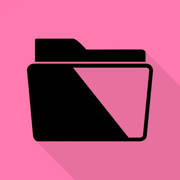Ilustración del signo de carpeta. Icono negro con camino de sombra de estilo plano sobre fondo rosa . — Archivo Imágenes Vectoriales