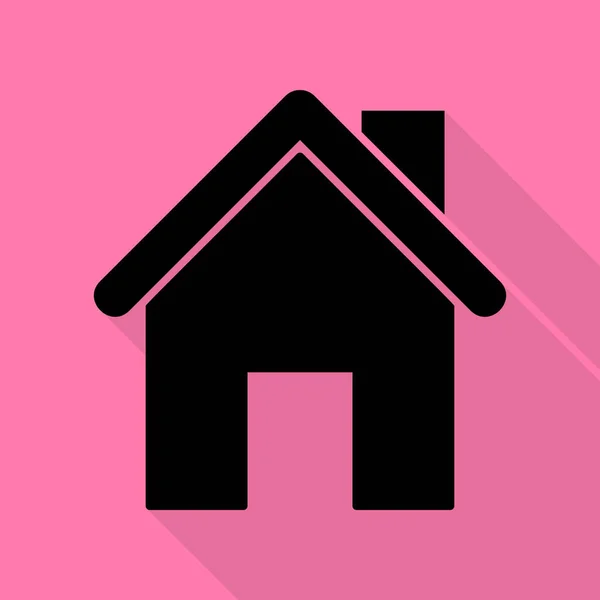 Silhouetten-Illustration zu Hause. schwarzes Symbol mit flachem Schattenpfad auf rosa Hintergrund. — Stockvektor