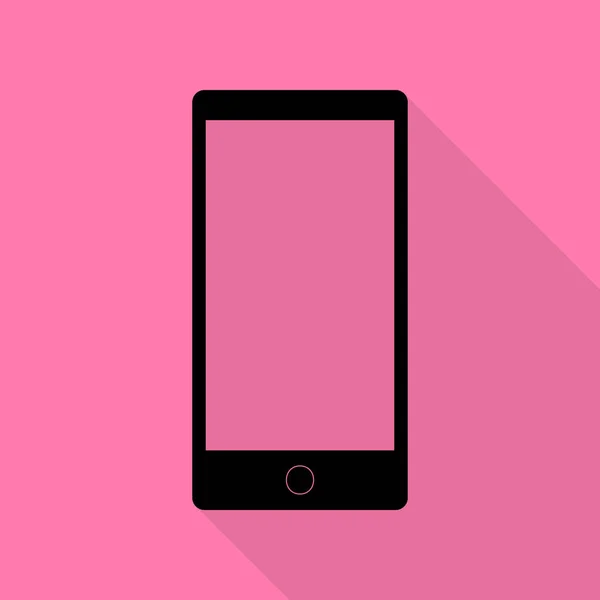 Gadget moderne de style abstrait avec écran blanc. Modèle pour tout contenu. Icône noire avec chemin d'ombre de style plat sur fond rose . — Image vectorielle