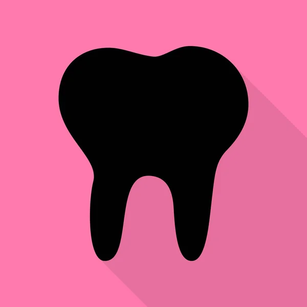 歯の記号の図。ピンクの背景にフラット スタイル シャドウ パスと黒のアイコン. — ストックベクタ