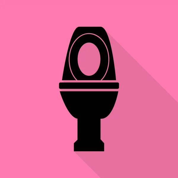 Toilettenschilder. schwarzes Symbol mit flachem Schattenpfad auf rosa Hintergrund. — Stockvektor