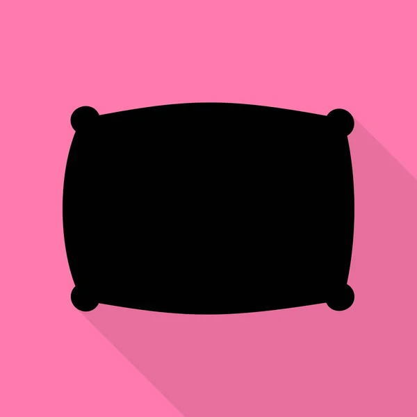 Polštář znamení ilustrace. Černá ikona s ploché styl stínu cestou na růžovém pozadí. — Stockový vektor
