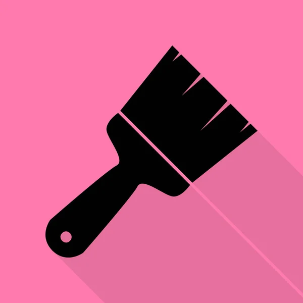 Ilustración de signos de pincel. Icono negro con camino de sombra de estilo plano sobre fondo rosa . — Vector de stock