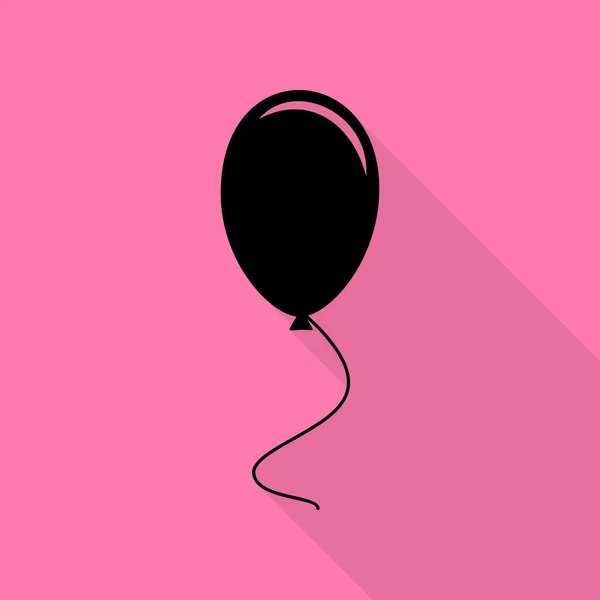 Ilustración de signo de globo. Icono negro con camino de sombra de estilo plano sobre fondo rosa . — Vector de stock