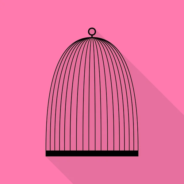 Bird cage sign. Black icon with flat style shadow path on pink background. — Stock Vector