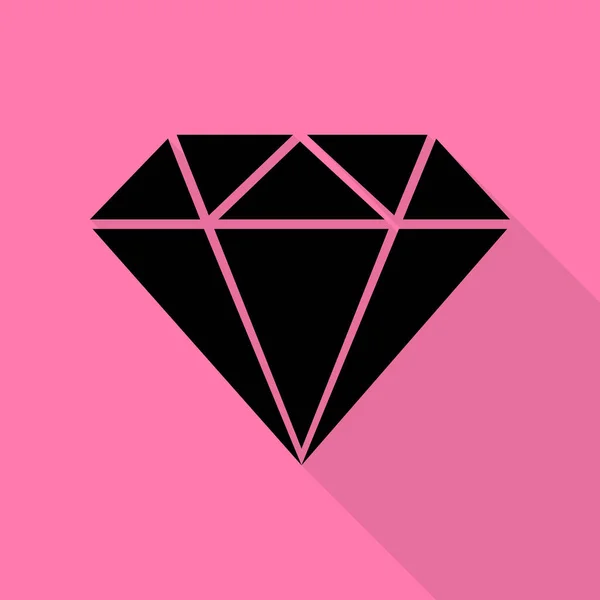 Signo de diamante ilustración. Icono negro con camino de sombra de estilo plano sobre fondo rosa . — Archivo Imágenes Vectoriales