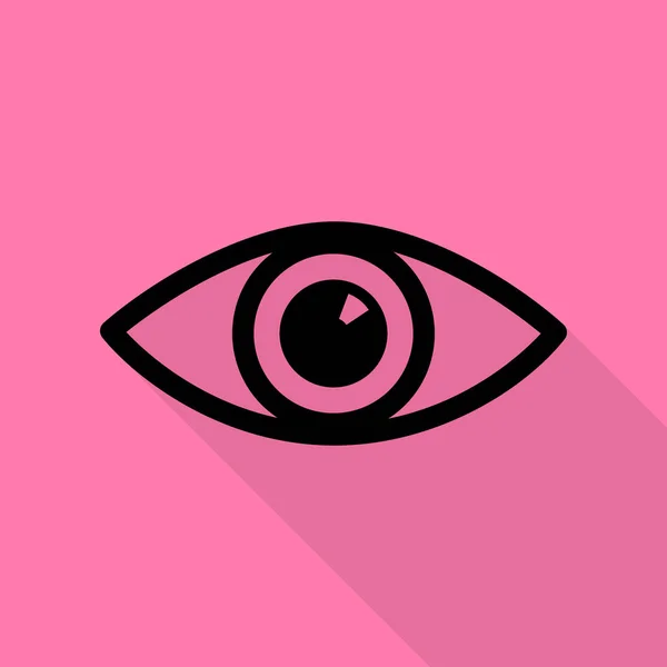 Ilustração do sinal ocular. Ícone preto com estilo plano sombra caminho no fundo rosa . — Vetor de Stock