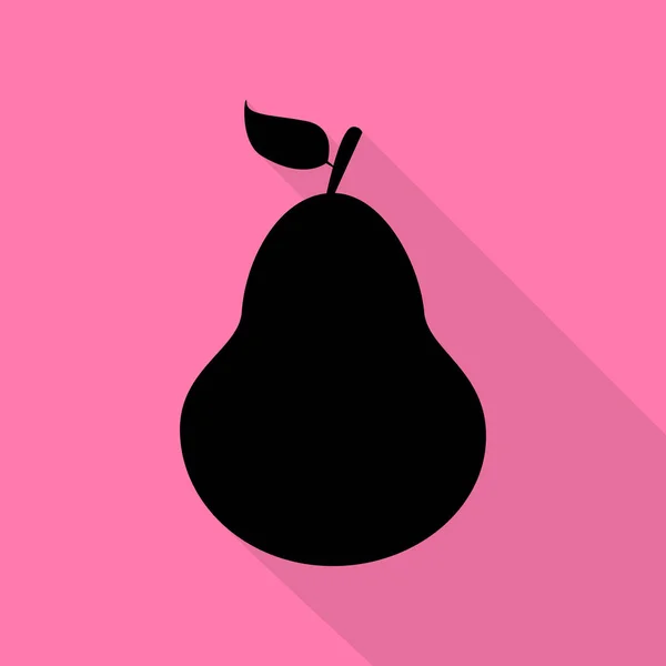 PEAR teken illustratie. Zwarte pictogram met vlakke stijl schaduw pad op roze achtergrond. — Stockvector