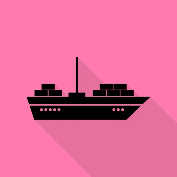 Корабельні знаки ілюстрації. Чорна піктограма з пласким стилем тіней на рожевому фоні . — стоковий вектор