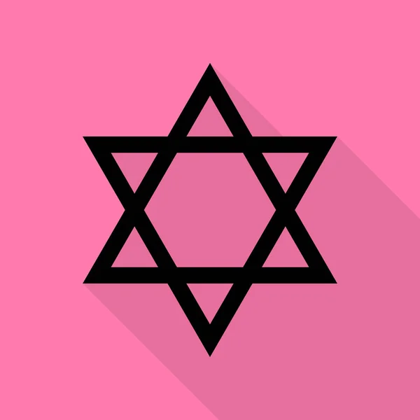 Щит Маген зірка Давида. Символ Ізраїлю. Чорний значок з плоскою стиль тінь шляху на рожевий фон. — стоковий вектор