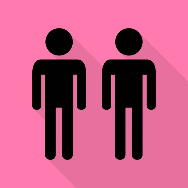 Signe de famille gay. Icône noire avec chemin d'ombre de style plat sur fond rose . — Image vectorielle
