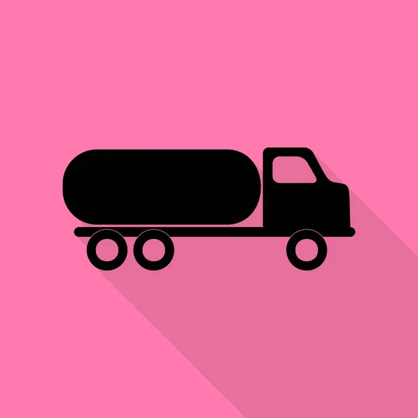 Auto transporteert teken. Zwarte pictogram met vlakke stijl schaduw pad op roze achtergrond. — Stockvector