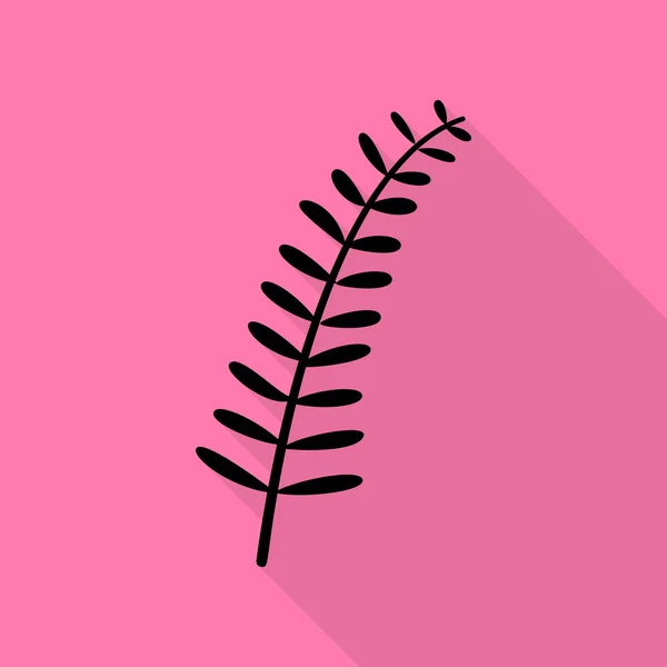 橄榄树枝标志。与平面样式阴影路径在粉红色的背景上的黑色图标. — 图库矢量图片