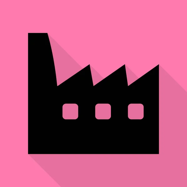 Tovární znak ilustrace. Černá ikona s ploché styl stínu cestou na růžovém pozadí. — Stockový vektor