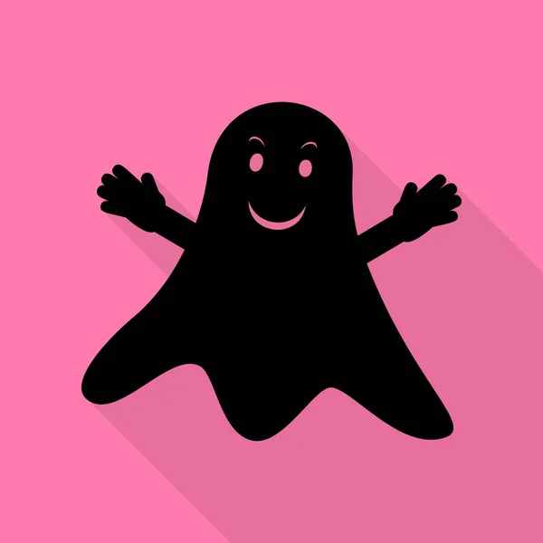 Ghost geïsoleerde teken. Zwarte pictogram met vlakke stijl schaduw pad op roze achtergrond. — Stockvector