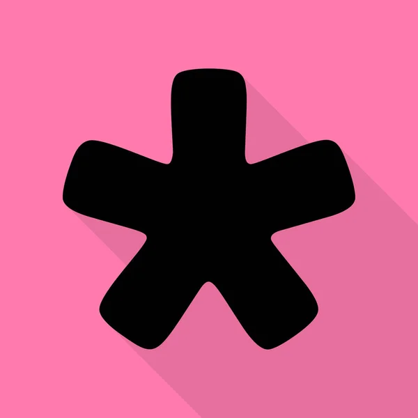 アスタリスク星印。ピンクの背景にフラット スタイル シャドウ パスと黒のアイコン. — ストックベクタ