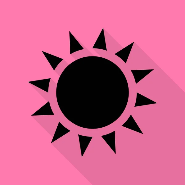 Sun sign illusztráció. Lapos stílusú shadow elérési rózsaszín háttér fekete ikon. — Stock Vector
