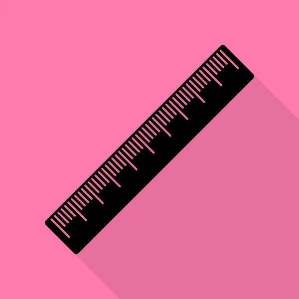 Signe de règle du centimètre. Icône noire avec chemin d'ombre de style plat sur fond rose . — Image vectorielle