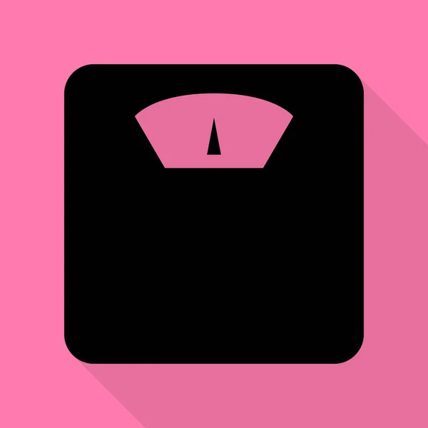 Banheiro sinal escala. Ícone preto com estilo plano sombra caminho no fundo rosa . — Vetor de Stock