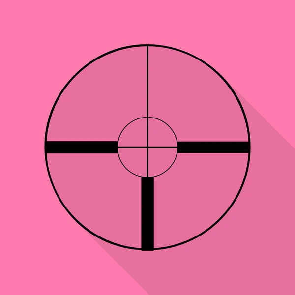 Signo de vista ilustración. Icono negro con camino de sombra de estilo plano sobre fondo rosa . — Vector de stock