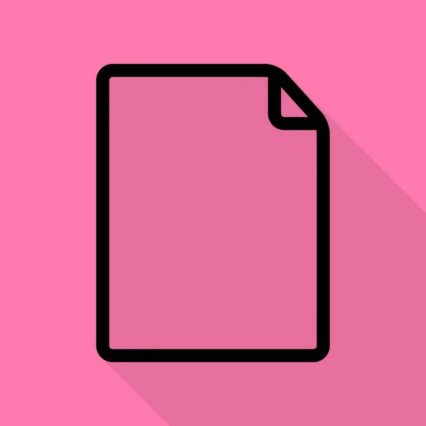 Ilustración vertical del signo de documento. Icono negro con camino de sombra de estilo plano sobre fondo rosa . — Archivo Imágenes Vectoriales