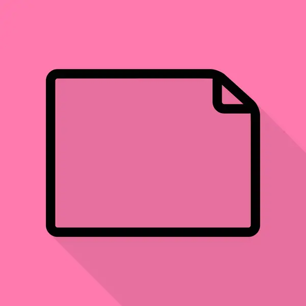 Ilustración de signo de documento horisontal. Icono negro con camino de sombra de estilo plano sobre fondo rosa . — Archivo Imágenes Vectoriales