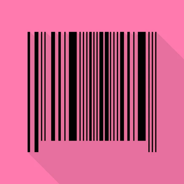 Bar code sign. Black icon with flat style shadow path on pink background. — Stock Vector