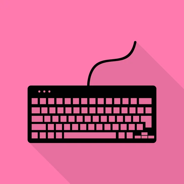 Billentyűzet egyszerű jel. Lapos stílusú shadow elérési rózsaszín háttér fekete ikon. — Stock Vector
