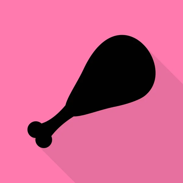 鶏足のサイン。ピンクの背景にフラット スタイル シャドウ パスと黒のアイコン. — ストックベクタ