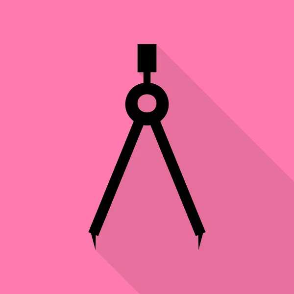 Teiler einfaches Zeichen. schwarzes Symbol mit flachem Schattenpfad auf rosa Hintergrund. — Stockvektor