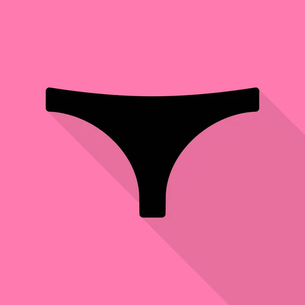 Womens panties sign. Black icon with flat style shadow path on pink background. — Stock Vector