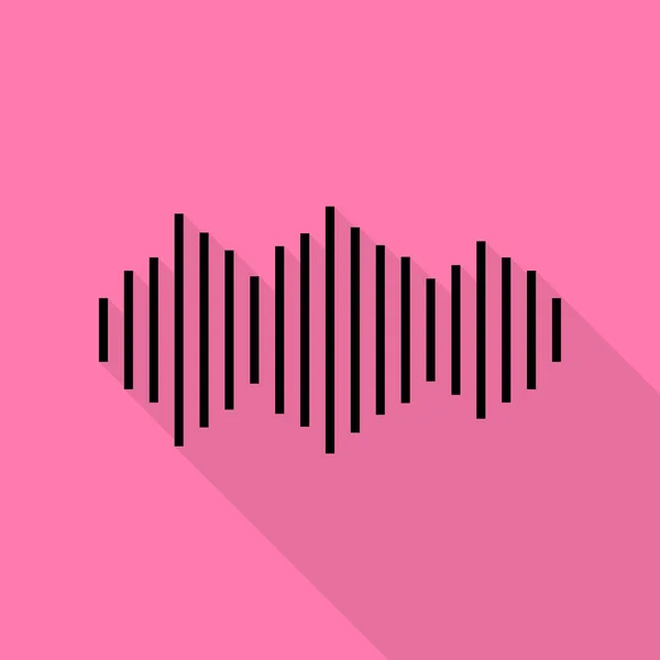 Sound waves icon. Black icon with flat style shadow path on pink background. — Stock Vector