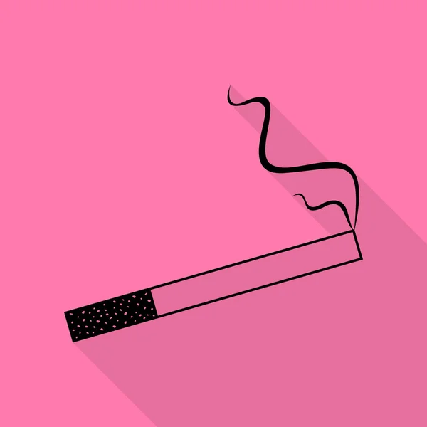 Icono de humo ideal para cualquier uso. Icono negro con camino de sombra de estilo plano sobre fondo rosa . — Vector de stock