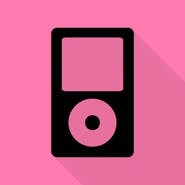Dispositif de musique portable. Icône noire avec chemin d'ombre de style plat sur fond rose . — Image vectorielle