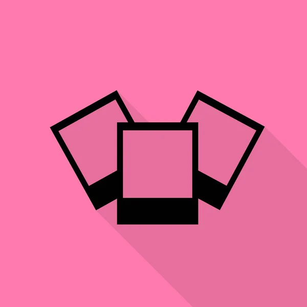 写真の記号の図。ピンクの背景にフラット スタイル シャドウ パスと黒のアイコン. — ストックベクタ